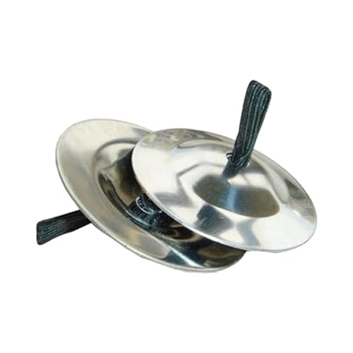2 Pieces Finger Cymbals Percussion Music Instrument Finger Dancing Mini Marching Cymbals 2inch Finger Zills Adults Kids Toy, Silver