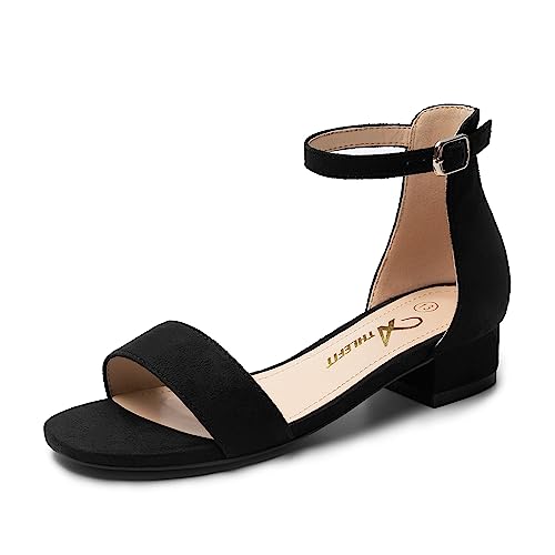 Athlefit Girls Sandals Open Toe Ankle Strap Low Heels Girl Dress