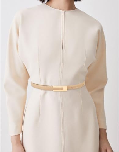 Women Leather Belt Skinny Waist Belts for Dress Thin Waist Belt with Gold Buckle for Jeans Pants3