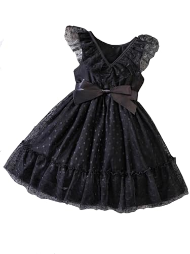 Image of TAGAS Girl Swiss Dot Ruffle Trim Belted Dress || Bagy Girl Dress||Baby Frock ||Sleeveless Dress for Girls