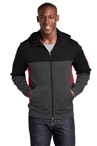 SPORT-TEK Unisex Tech Fleece Colorblock Full Zip Hooded Jacket