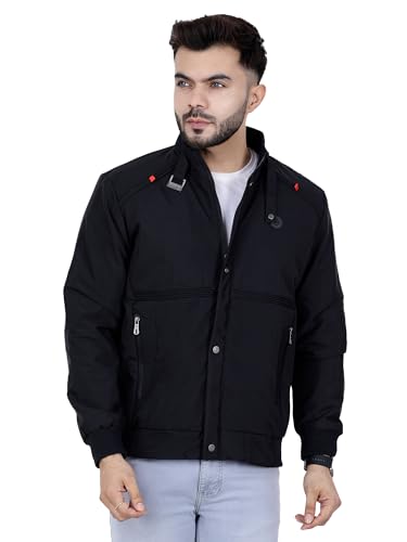 Image of Dollar Full Sleeves Bomber Jacket for Men | TPU Men's Standing Collar Lightweight Winter Jacket, Regular Fit