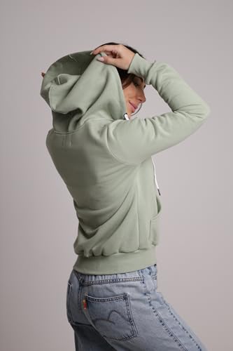 Blusa Jaqueta Moletom De Frio Aberta Feminino Ziper Canguru (G, Verde)