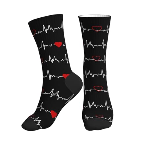 AIMASTZ Heartbeat Unisex Funny Novelty Sport Socks Funky Crazy Cool Soft Crew Socks