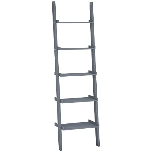 Marque Amazon - Movian - Bibliothèque à 5 étagères avec échelle, 32,5 x 56 x 189 cm, gris Cover