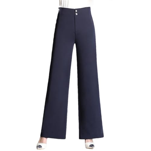 Hcclijo Pantaloni A Gamba Larga da Donna Pantaloni Lunghi Pantaloni Eleganti A Vita Alta Pantaloni da Ufficio Piatti Dritti Eleganti Blu Scuro Neri Navy Pants XL
