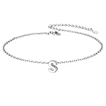 ChicSilver 925 Sterling Silver Initial Ankle Bracelets for Women, Simple Dainty Letter Initial Anklets Beach Foot Chain Alphabet Jewelry