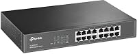 TP-Link TL-SG1016D 16-Port Gigabit-/Netzwerk Switch (Rackmount, 32Gbit/S Switching-Kapazität, Geschirmte RJ-45 Ports, Metallgehäuse, Igmp-Snooping, Unmanaged, Plug-und-Play) Schwarz – Ansicht 1
