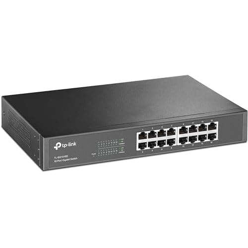 TP-Link TL-SG1016D Switch 16 Porte Gigabit, 10/100/1000 Mbps, Plug & Play,‎‎ 802.1p/DSCP QoS, Involucro in Metallo Resistente, Installazione Facil
