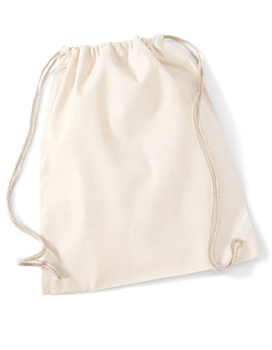 Web-Textilien24 Turnbeutel Baumwollrucksack Stoffbeutel inkl. Kordelzug Natur 36x46cm 10er Pack