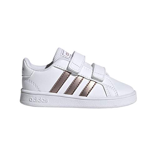 adidas baby boys Grand Court - Kids Sneaker, White/Copper Metallic/Glow Pink, 5 Toddler US2