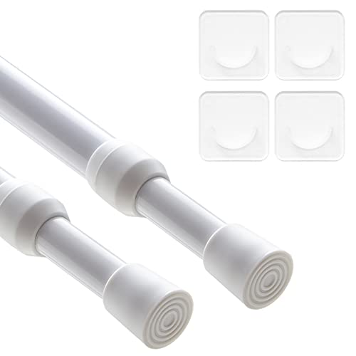 MRTREES 2 Piezas Barras Extensibles Ajustable para Armario, Cocina, Baño, Ducha, Ventana, Estantería, Ropero, Barra de Tensión Telescópica sin Taladros ni Tornillos, Fácil Montaje (Blanco, 40-70cm)