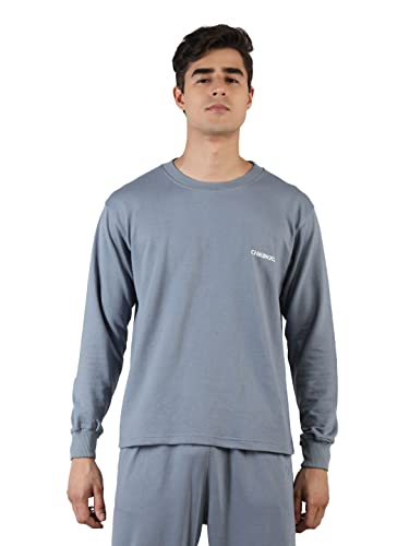 Image of CHKOKKO Men's Terry Cotton Loose Fit Full Sleeves Regular Fit T-Shirt
