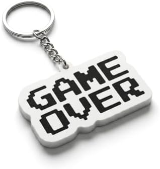 Game Over Keychain Ornament - 8-Bit Retro Gaming Black White Bag Charm 038 image 5
