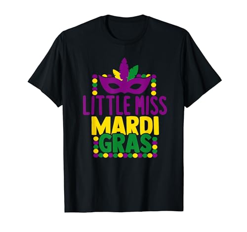 LIttle Miss Mardi Gras Máscara de Carnaval colorida Camiseta