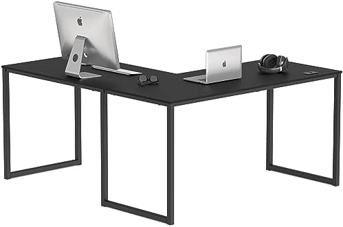 SHW Mission 55 x 60 L-Shape Home Office Computer Desk, Black |…