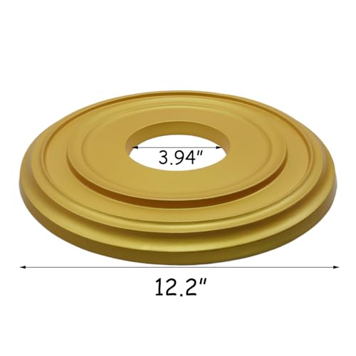 Image of HEVSTIL Gold Ceiling Medallion 12 inchOD x 3.94 inchID, PU Light Fixture Cover | PU material, gold finish, 12 inch OD, 3.94 inch ID, lightweight, for chandeliers, ceiling fans, elegant home decor