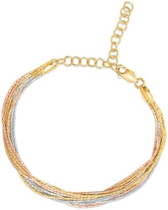 ZAVYA 925 Sterling Silver Modest Triple Tone Chain Bracelet (Single) | Gift for Women and Girls | With Certificate of Authenticity and 925 Hallmark