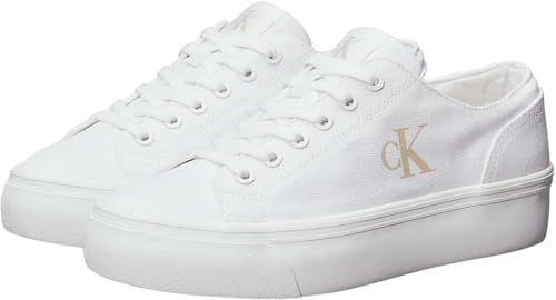 Calvin Klein Baskets Vulcanisées Femme Flatform Basses, Blanc (Triple Bright White), 40