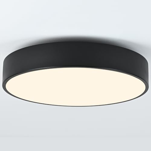 Image of 3-Light Modern Black Flush Mount Ceiling Light 15.8 Inch