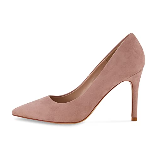 Cushionaire Women's Lola Dress Pump With +Comfort, Wide Widths Available, Blush Suede 8.5 #TOP1
