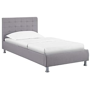 CARO-Möbel Polsterbett Cannes in grau Einzelbett Jugendbett 90 x 200 cm mit Lattenrahmen