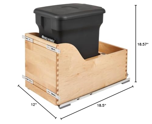 Caneca de basura rectangular de madera con cierre suave miniatura 7