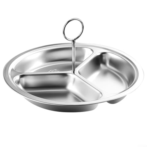 Cesta de vapor de acero inoxidable con tres cavidades y mango desmontable, compatible con múltiples ollas de cocina para cocinar al vapor y servir cómodamente (19,3 cm)