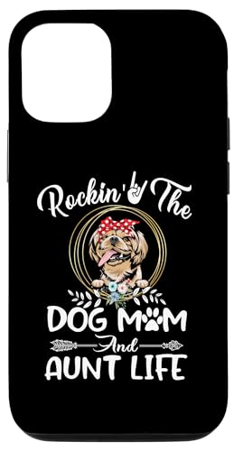 Carcasa para iPhone 12/12 Pro Shih Tzu Rocking The Dog Mom and Aunt Life Mothers Day