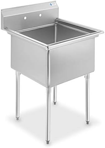 GRIDMANN 30" Wide Stainless Steel Kitchen Prep & Utility Sink, 1 Compartment NSF Commercial Sink with 24" x 24" Bowl for Restaurant, Laundry, Garage
