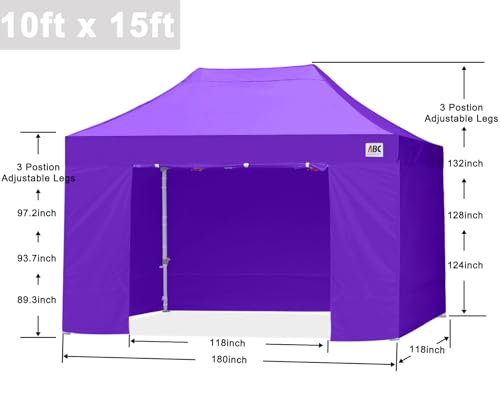 Image of ABCCANOPY Commercial Pop Up Canopy Tent with Sidewalls 10X15,Purple
