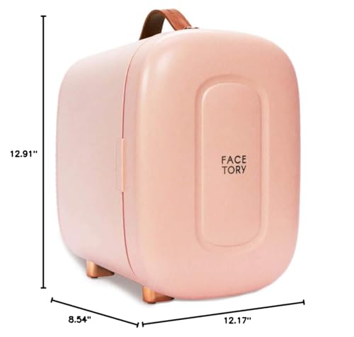 FACETORY Strawberry Skincare Fridge- Ice Cream Series- 5 Liters with LED Light, Temperature Display, Silent Mode for Dorm Room, Bedroom, Office
