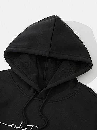 SHENHE Men's Drawstring Letter Graphic Hooded Sweatshirt Thermal Top Hoodie with Pocket3