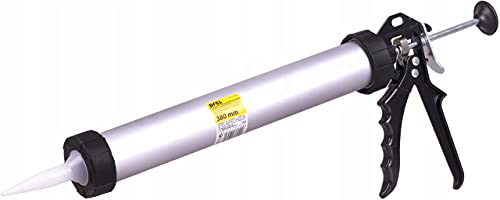 JUFISTO KARTUSCHENPRESSE VERSCHIEDENE SILIKONSPRITZE ALUMINIUM STAHL KARTUSCHENSPRITZE KARTUSCHENPISTOLE PRESSE ACRYL KLEBER SILIKON (600 ml, Silber) Cover