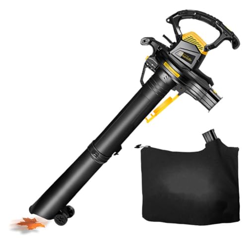 Soplador de hojas eléctrico 3 en 1, 3800 W, soplador y aspirador triturador de hojas para jardín con bolsa recolectora de 40 L, relación de trituración de 16:1, para soplar hojas, virutas, polvo, es