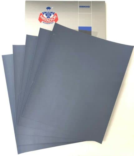 Matador Abrasive Sandpaper 10 Sheet Wet or Dry 600 Grit 9x11 Silicon Carbide Made in Germany