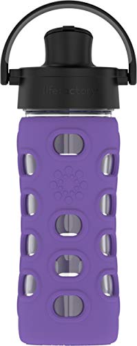 Lifefactory 12-Ounce BPA-Free Glass Water Bottle with Active Flip Cap and Protective Silicone