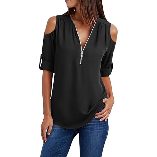 Uwdiohq Tunique Femme Longue Tunique Voile Chemisier Noir Femme T Shirt Manche Longue Chemise De Nuit Coton Bas Polyester Noire Chemise+Coton Manches+Longues...