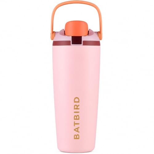 Image of FreeSip Gym Water Bottle 30oz with Built-in Straw & Chug Spout, Leak Proof Lock Lid, Carry Handle Travel Bottle for Fitness Workout Training Sports and Car Cup Holder (Pastel Pink, 900 ml)