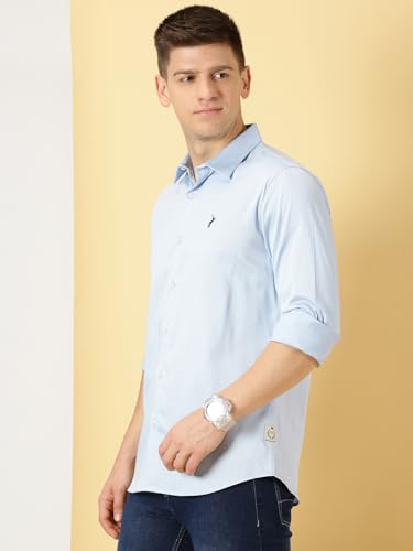 Image of Thomas Scott Men's | Solid | Full Sleeve | Slim Fit | Cotton Blend | Spread Collar | Casual Shirt