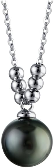 Lunar Belle 925 Sterling Silver Black Pearl Pendant Necklace Jewelry for Women, Birthday Wedding Gift for Her (Heart of the Tide)