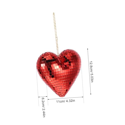 Colgante de bola espejada en forma de corazón roja, decoración para fiestas y discotecas, estilo retro, MERRYHAPY miniatura 2