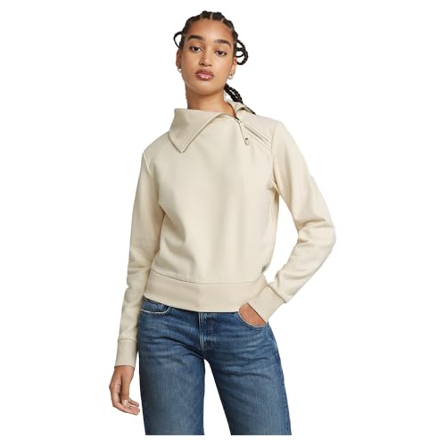 G-Star Para Mujer Jersey Asymmetric Zip Snug, Blanco Chalk D25303-D704-127 , S G-Star Para Mujer Jersey Asymmetric Zip Snug, Blanco Chalk D25303-D704-127 , S