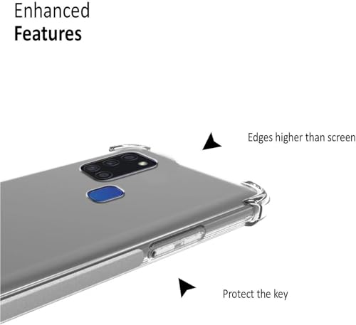 Image of BOXXO Flexible Back Cover for Samsung Galaxy A21s | Back Cover Transparent Clear Shockproof Case Four Corner Protection | Slim Protective Mobile Phone Cover for Samsung Galaxy A21s