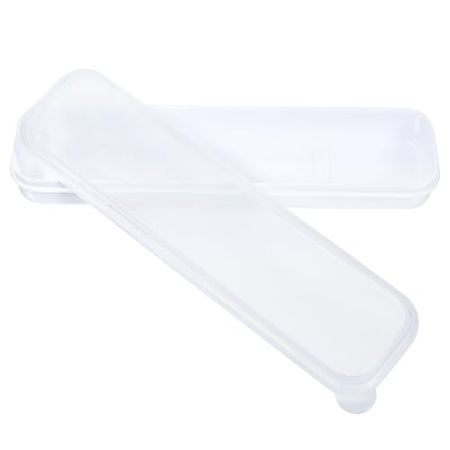 Wanmu 2Pcs Portable Utensil Holder with Lid, Simple Travel Flatware Storage Box Case, Plastic Tableware Holder for Spoon Fork Chopsticks, Transparent Cutlery Organizers Container for Camping Picnic