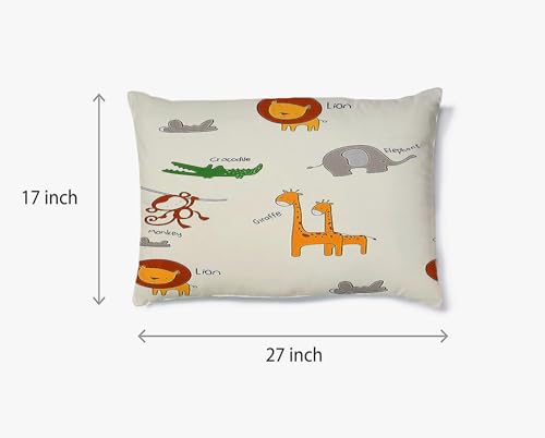 Filymore Kids Animal Single Bedsheet Cartoon Bedcover 240 TC Microfiber Kid Bedspread for Single Size Bed (Size 90 X 60 Inches) 1 Bedsheet with 1 Pillow Cover for Kids Room (Color-Cream)