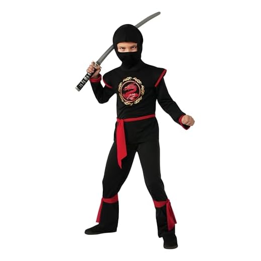 Rubies Disfraz Ninja Dragón para niño, con Capucha, Cinturón y Bandas óptimo para halloween, carnaval y cumpleaños