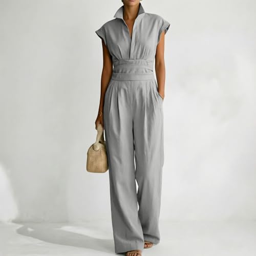 Jumpsuit de mujer elegante y festivo con escote V profundo 3