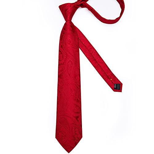 Image of DiBanGu Mens Paisley Tie Set Silk Woven Jacquard Necktie and Pocket Square Cufflinks Gift Set for Wedding Bussiness