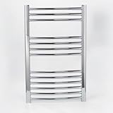 Milano Chrome Curved Heated Towel Rail W500mm x H800mm Central Heating Towel Radiator